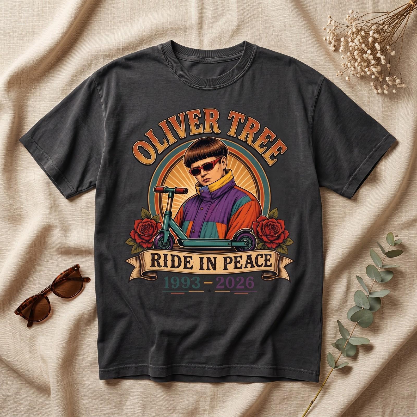 Oliver Tree Tribute Comfort Colors, Ride In Peace Scooter Graphic Tee Unisex T-Shirt S