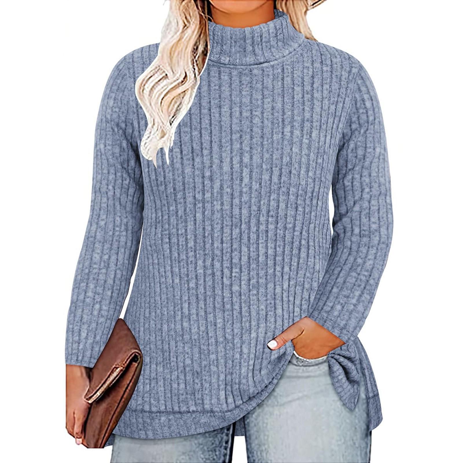 

Женские рубашки с длинным рукавом больших размеров, туники с круглым вырезом, базовые футболки свободного кроя XL синий