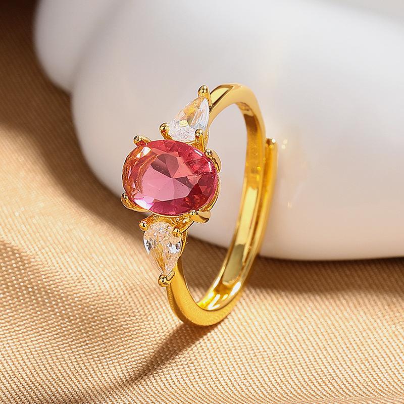 

2026 New Temperament Versatile White Beauty Pigeon Egg Ring Light Luxury High Sense Thousand Gold Retro Open Ring Resizable золотий