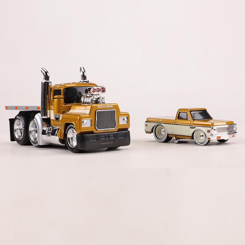 Maïsto 1:64 MUSCLE TRANSPORTS 1980 Mack A685ST Plateau/1972 Chevrolet C10 Pick-up Modèle Réduit en Alliage