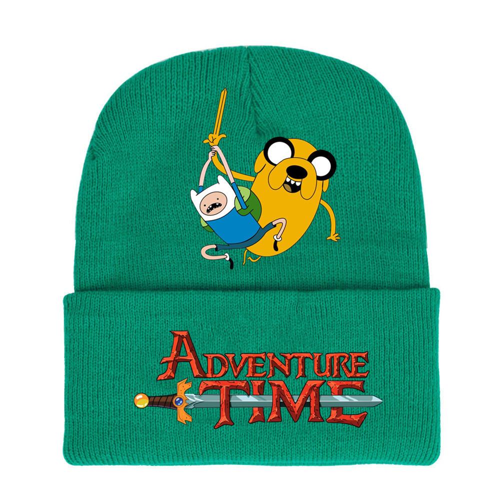 Adventure Time Cartoon Print Acrylic Knit Hat Winter Warm Unisex Beanie For Adults Teens