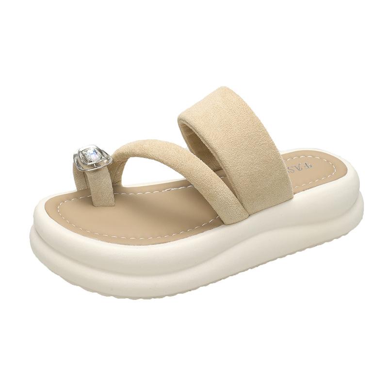 Set of toe versatile slippers for women's summer wear 2025 summer new one-word drag flat-bottomed beach sandals