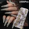12 přihrádek Smíšené Mini Nehty Ostré Dno Super Třpytky Nail Art Dekorace Drahokamy Manikúra Tip 3D