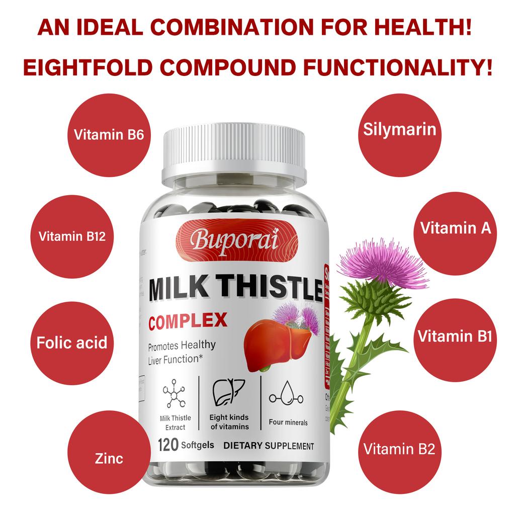 Milk Thistle Complex Soft Capsules, Milk Thistle Extract, Suitable for Adults, Nutritional Supplement