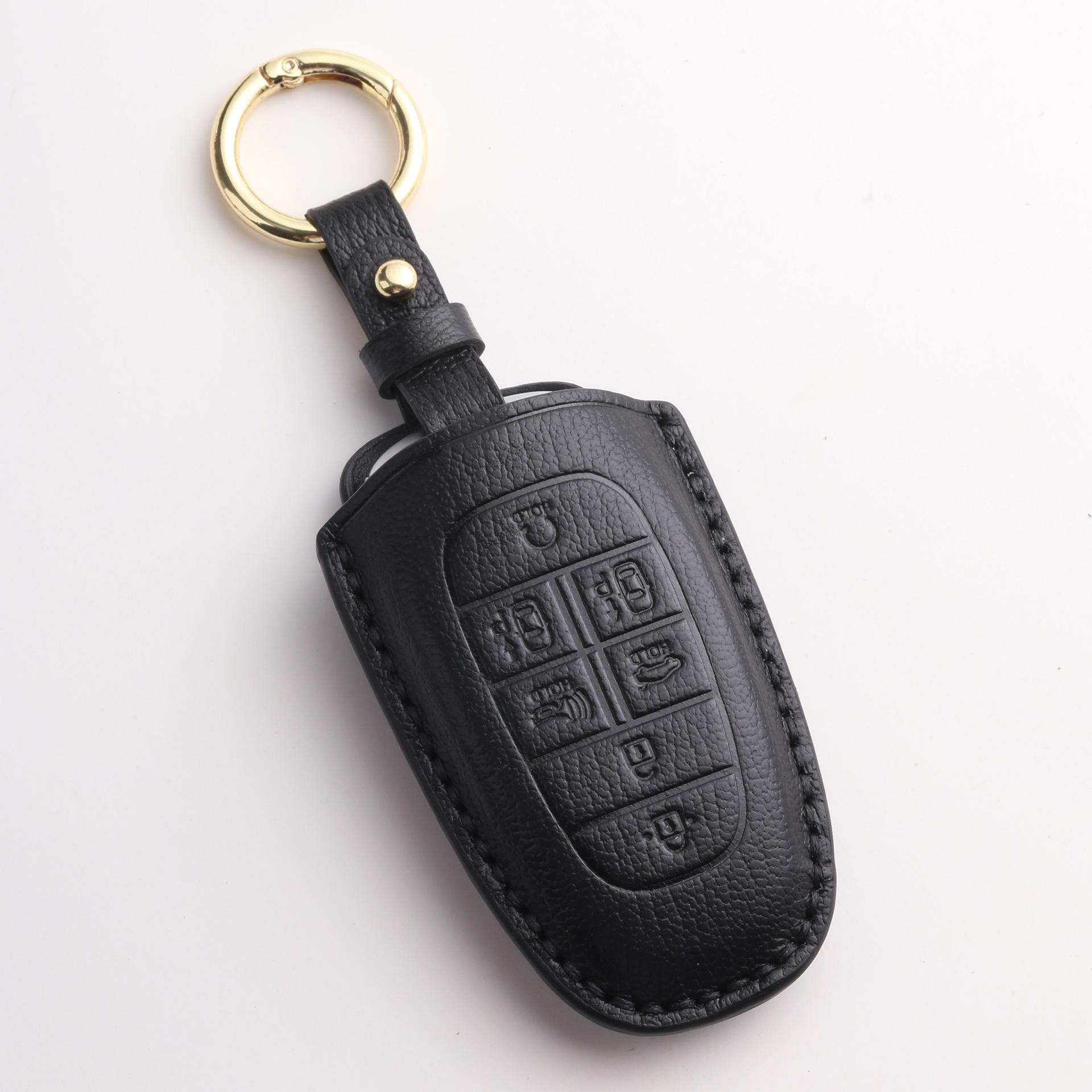 

Suitable For Modern Car Key Cover, Pure Hand-Stitched Real Cowhide, High-End Car Key Bag, Shell Chain чорний