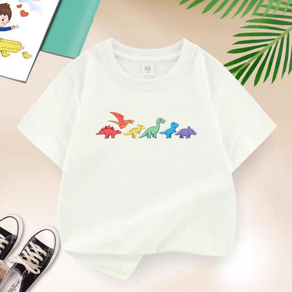 Cotton Dinosaur Print T-shirt for Boys Summer Sport Short Sleeves Baby Kids T Shirt Casual Boy Soft Tshirt Clothes 2-12 Year 110