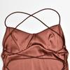Women's Halter Satin Backless Strappy Waisted Long Dresses