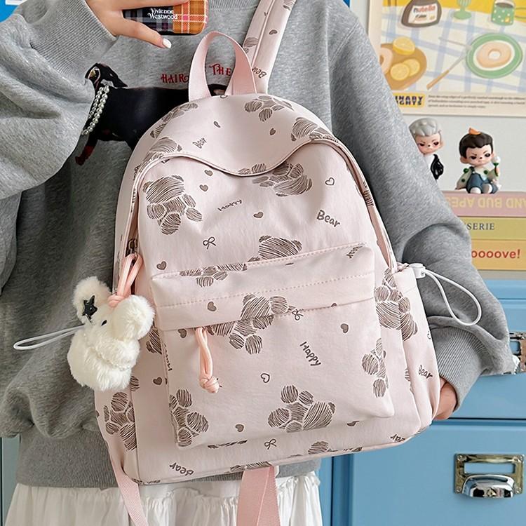 Schoolbag new backpack cute cartoon bear female high value junior high school students primary school bag light travel small backpack