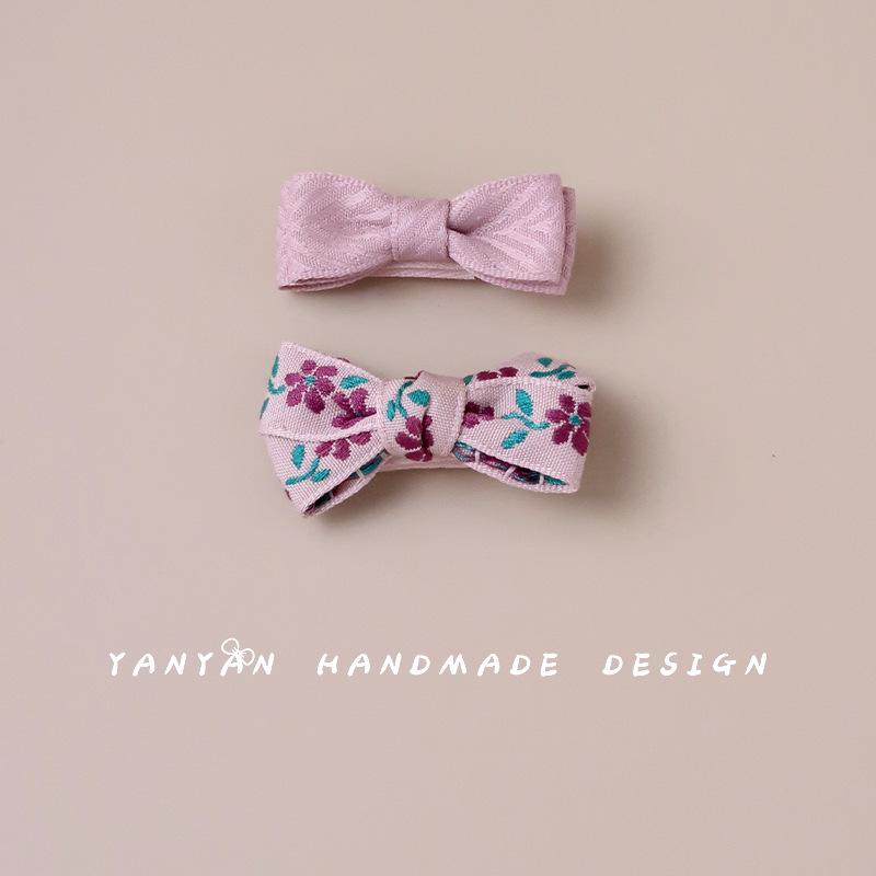 Korean Plaid Bow Hair Clip: Colorful Fabric Duckbill Clip for Children s Side Bangs - Cute Full Wrap Design One Set