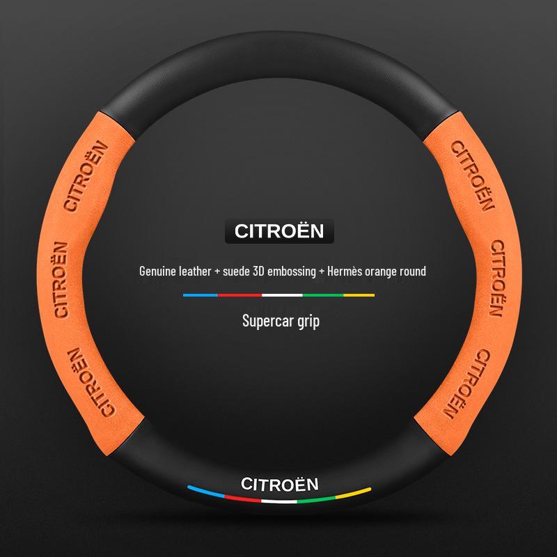 Universal Non-Slip Suede Steering Wheel Cover for Citroen: All-Season, Breathable Design for Men and Women