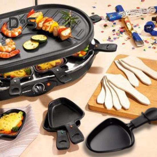 1/4 Pezzi Mini Padella Grill per Raclette Rivestita Antiaderente Piastra Grill Forma Quadrata Triangolare Accessori per Sciogliere il Formaggio