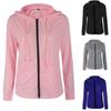 Damen Langarm Sweatshirt Farbe Loch Reißverschluss Kapuzenpullover