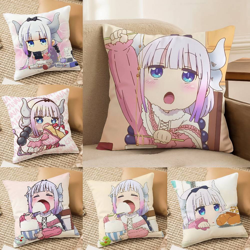 Anime Miss Kobayashis Dragon Maid-A Pillow Case Comfort Sofa Bed Silky Elegant Invisible Zipper Decorative Cushion Cover