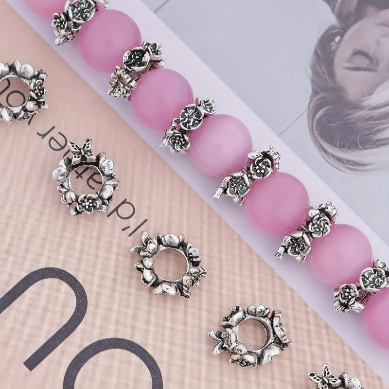 

Античное серебро, узор из бусин-роз, сделай сам, аксессуары для бисероплетения, аксессуары для нанизывания бусин на нить, рассыпные бусины 10pcs серебряный