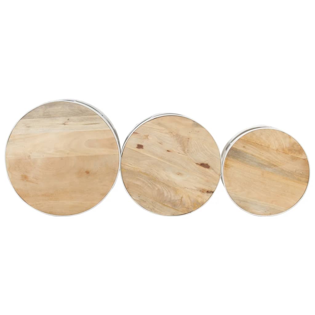 Barrel Bar Tables, Set of 3, Rough Mango Wood