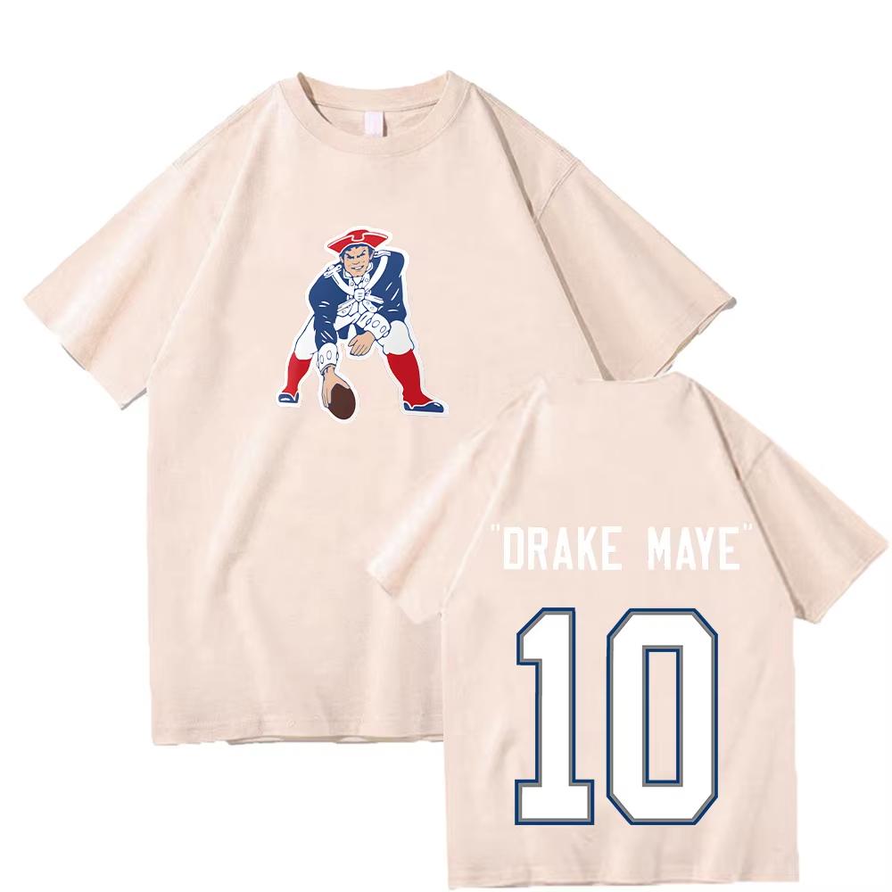 Drake Maye New England Patriots Spitzname T-Shirt für Unisex reines Baumwoll-T-Shirts Kurzarm-Oberteile Hochwertiges atmungsaktives Oberteil