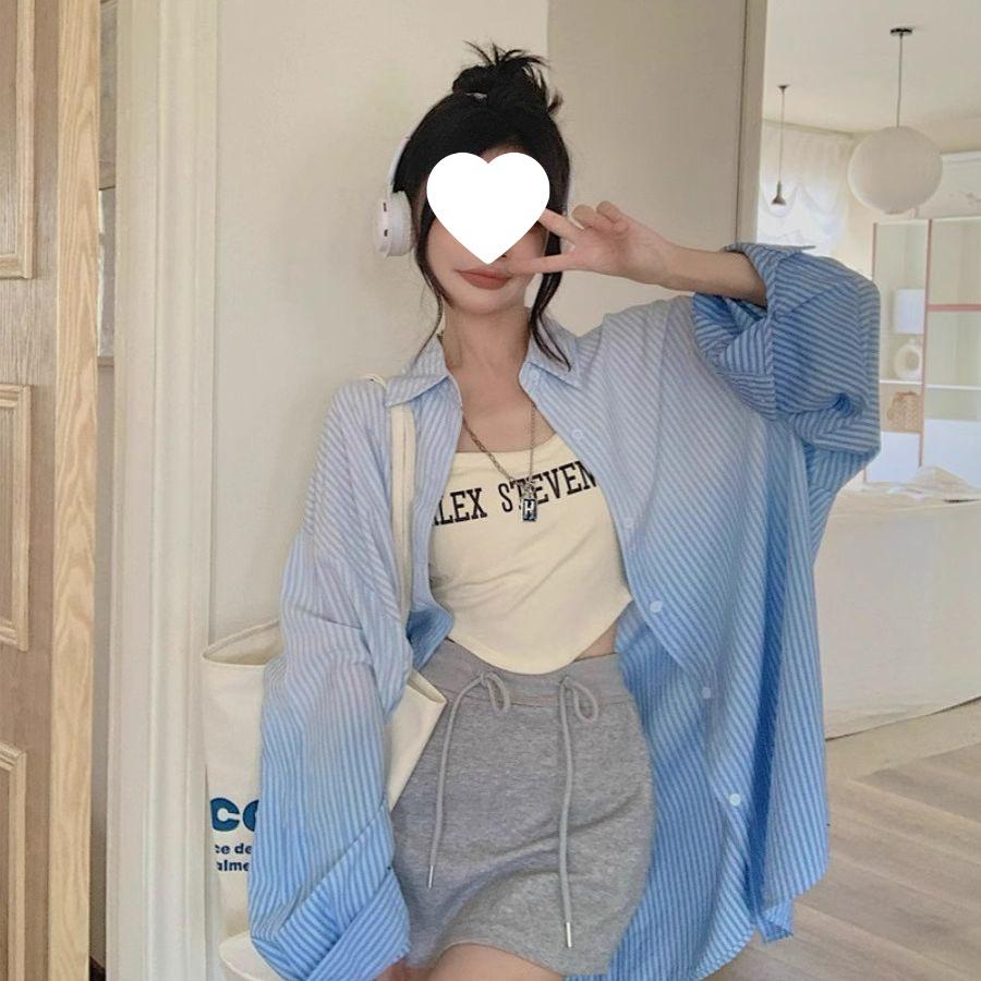 Gradient Striped Summer Jacket - Casual, Loose, and Lightweight for Couples