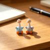 Yousheng 4 Pcs Mini Resin Duck Figurines Cartoon Small Duck Statue Collectible Animal Ornaments for Car Dashboard Office Desk Decor Fairy Garden