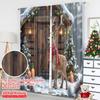 2pcs 2D Flat Printing Merry Christmas Party Curtains Winter Deer Gift Snow Polyester Fabric Without Electricity Festive Wall