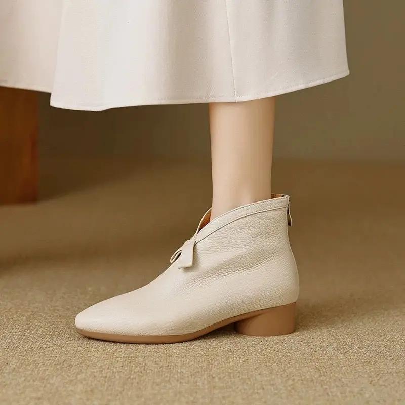 Fashion Woman Short Shoes Chunky Heel Soft Lightweight On Offer Booties Pu Autumn Large Size Warm Chic and Elegant Ankle Boots for Women