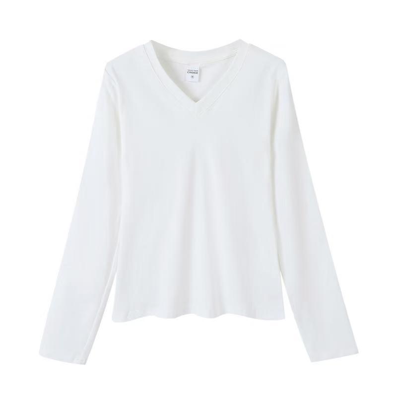 

Women s Slim Fit V-Neck Long-Sleeve T-Shirt - Versatile, High-End Base Layer (230g) S