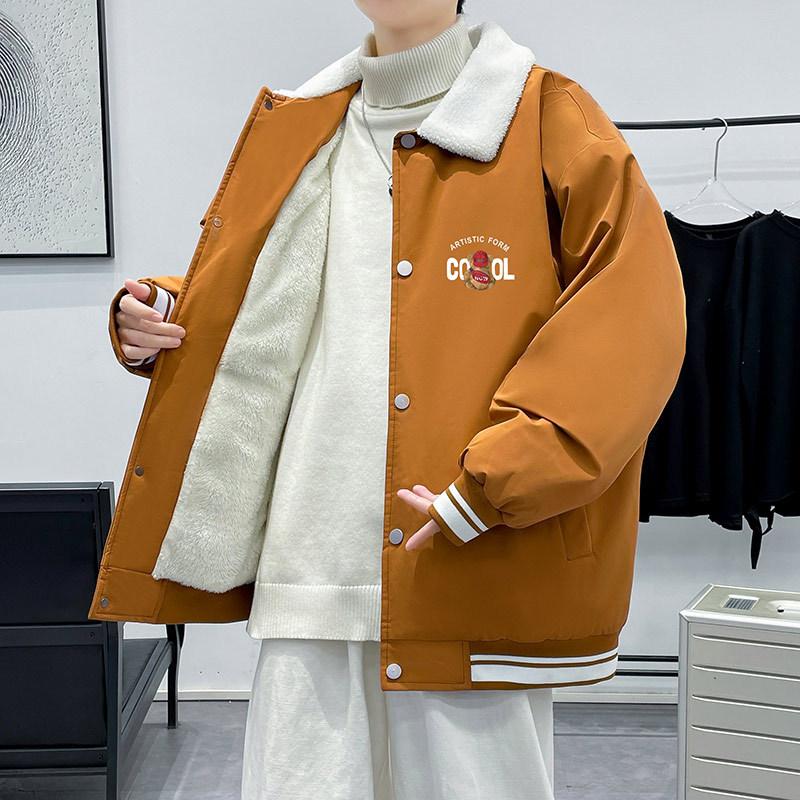 

Мужская утепленная куртка, повседневная хлопковая куртка, свободная и универсальная куртка с лацканами, хлопковая куртка XXXXL