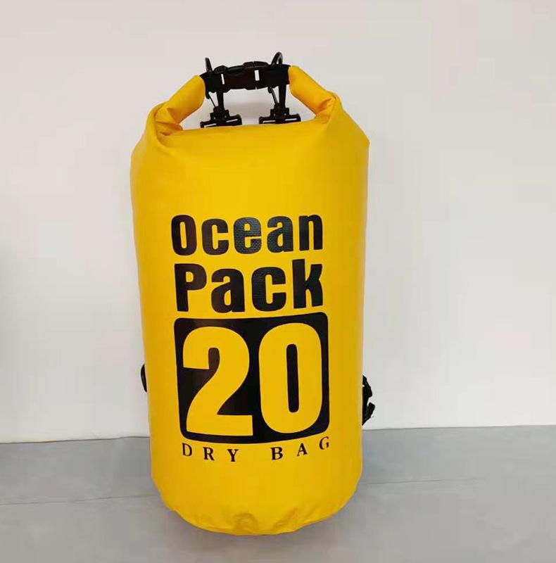 Waterproof Outdoor Sports Dry Bag: Single/Double Shoulder, PVC Thickened Mesh, Lightweight for Beach, Rafting & Swimming.