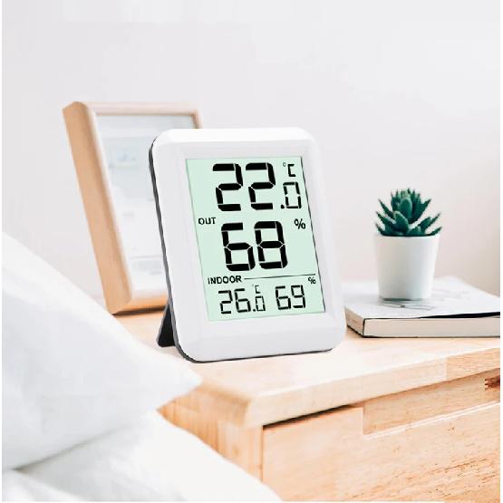 Termómetro Higrómetro Inalámbrico Habitación Bebé Pantalla LCD Digital Monitor de Temperatura y Humedad Estación Meteorológica Interior Exterior Sensor -40C