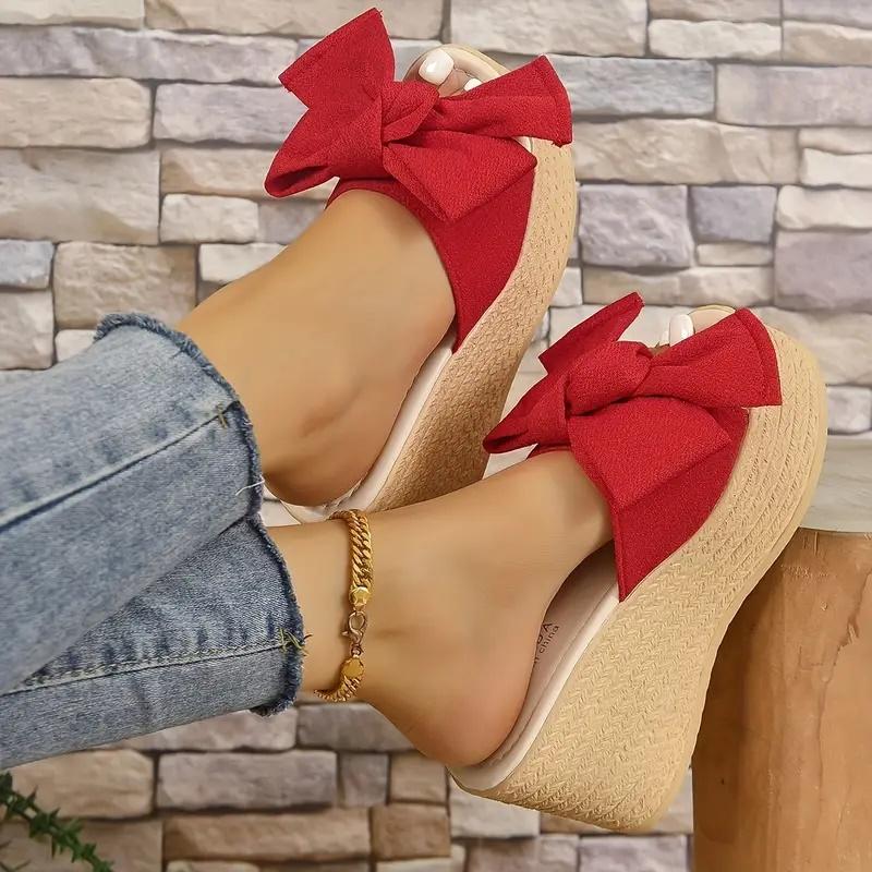 Fashion Aphixta Platform Wedge Slippers Women Outside Shoes Clog Riband Butterfly-knot Sandals Girls Flip Flop Slides Pantoufle Femme