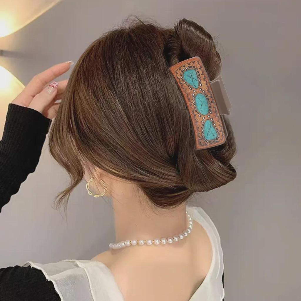 Sunflower Leather Hairpin with English Letter Clip for Women