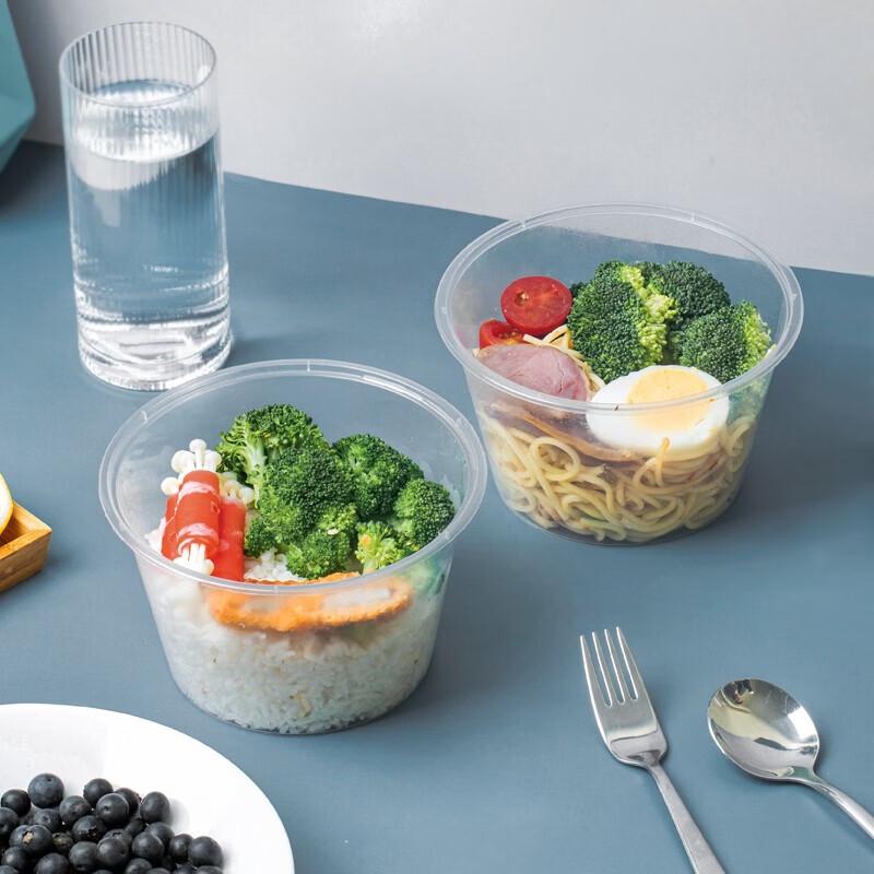 Contenant alimentaire rond transparent en plastique jetable avec couvercle