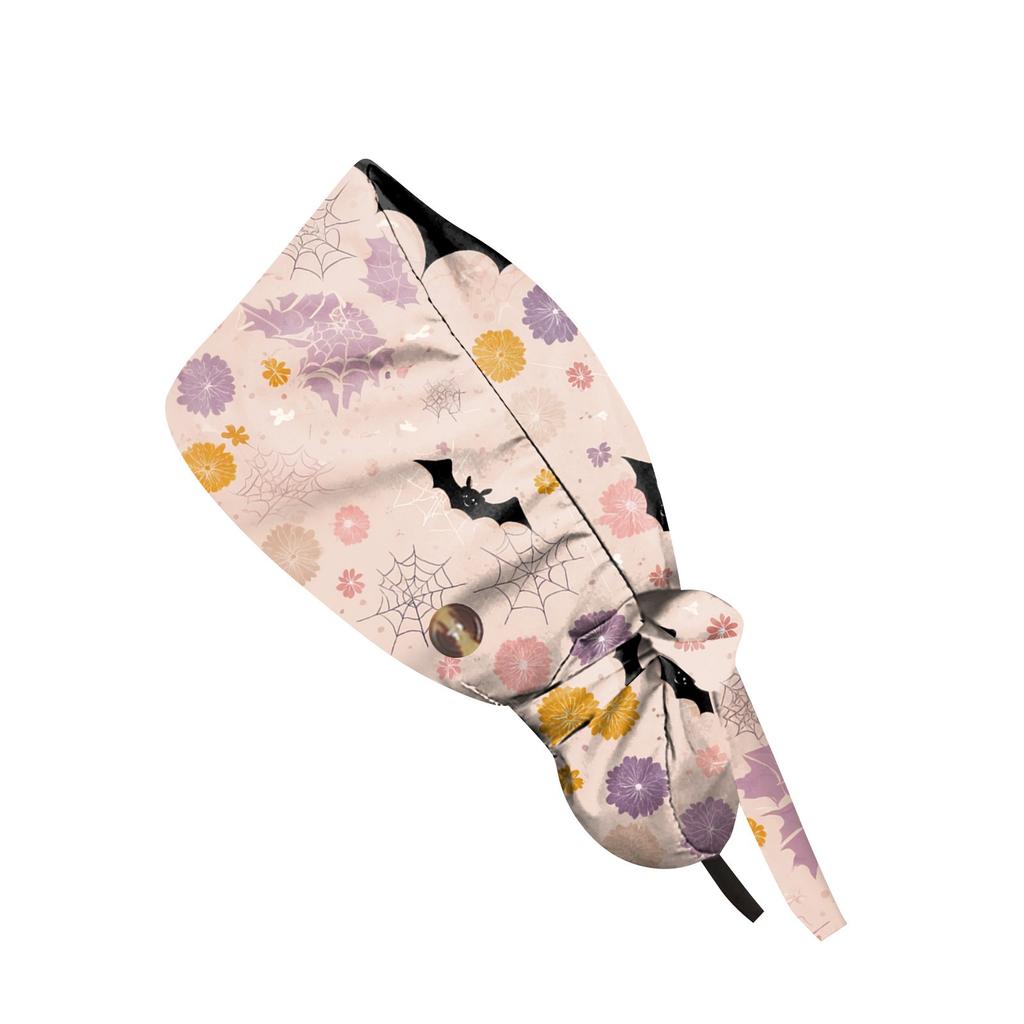 Fashionable Halloween Print Work Cap, Casual Women's Ponytail Cap, Wash Cap, Baotou Cap