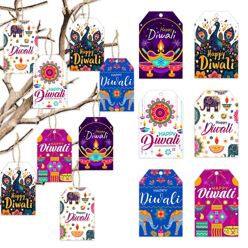 Diwali Theme Hang Tags For Party Decorations With 60pcs Paper Festive Labels