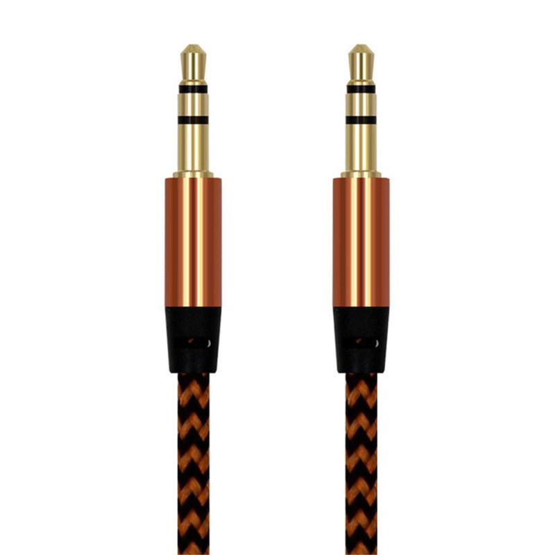

Многоцветный нейлоновый Aux-кабель, аудиоразъем 3,5 мм, Aux-аудиокабель, линейный шнур для колонок, карт, CD-MP3-плееров, аудиокабели 1 метр золотой