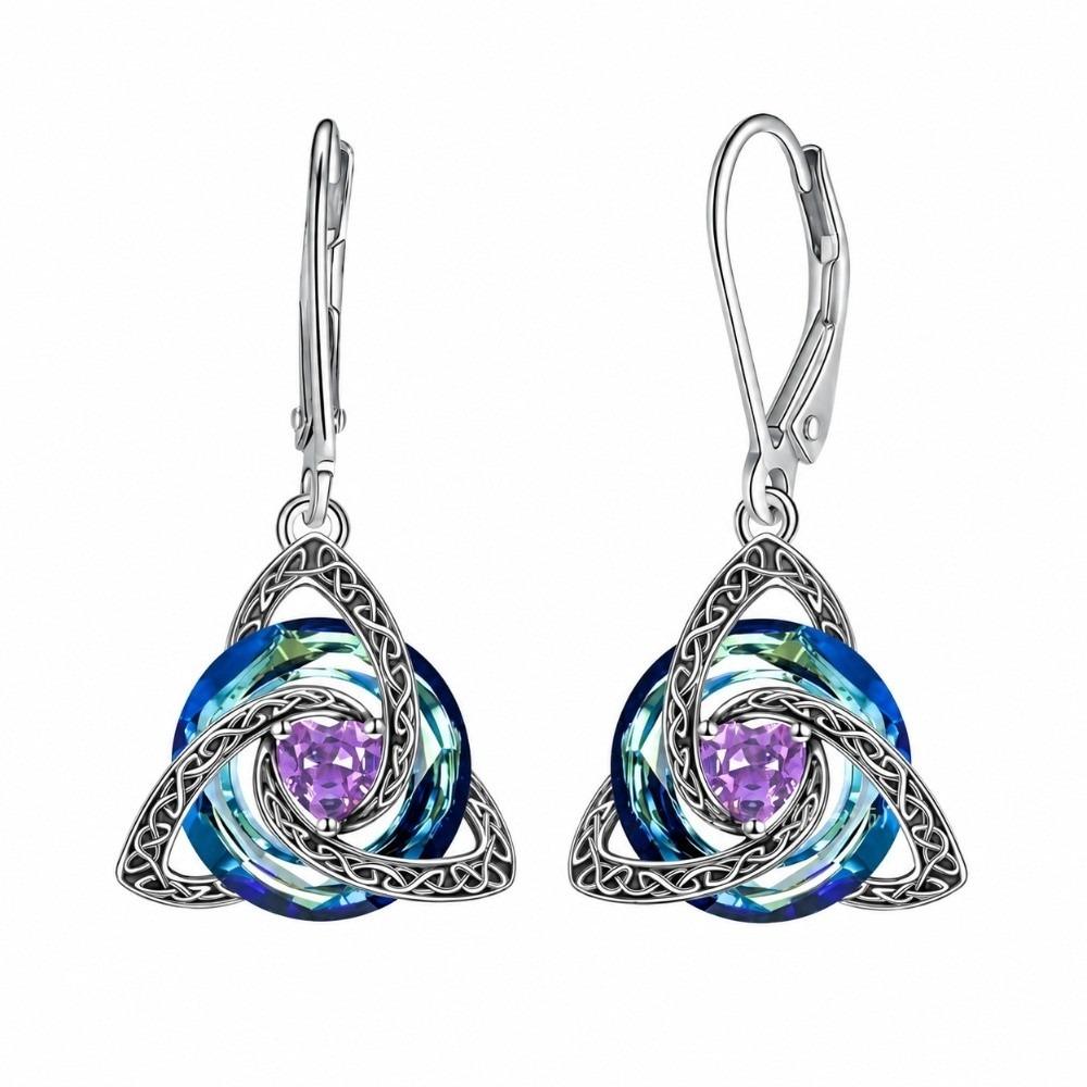 1 Pair 12 Birthstone Option Celtic Knot Earrings Stainless Steel Pendant Earrings Daily Wear