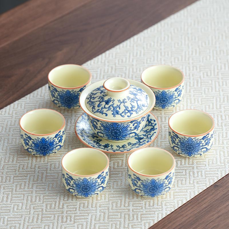 High-end Gifts, Retro Twisted Lotus Ru Kiln Kung Fu Tea Set, Home Meeting Guests, Making Teapots, Printing and Giving Gifts