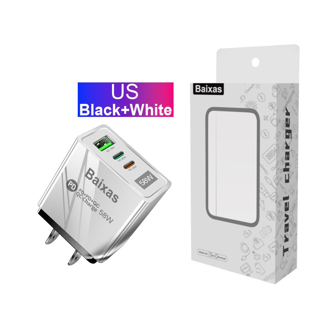 58W Dual Fast Charger with 2PD & QC3.0 for EU/US/UK