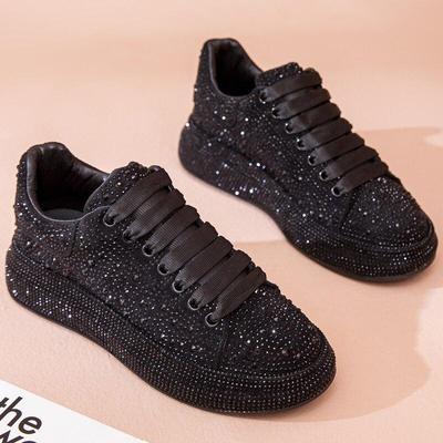 2023 frauen Neue Mode Pailletten Strass Große Bequeme Freizeit Plattform Turnschuhe