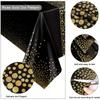 Luxuriöse PVC-Tischdecke in Übergröße - Schwarzgold Pailletten mit goldenen Punkten, ein Muss für die Partydekoration