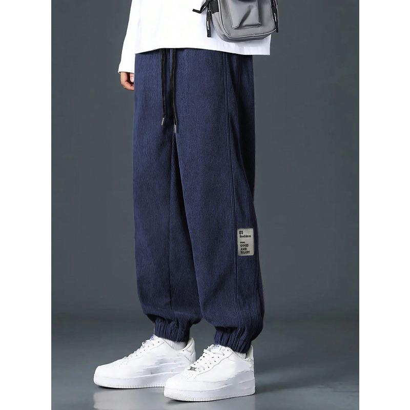 Casual sports corduroy loose trendy brand men's trousers straight multi-pocket overalls