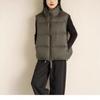 White duck down double-ended zipper sleeveless trendy drawstring pine needle green down vest women's new winter new