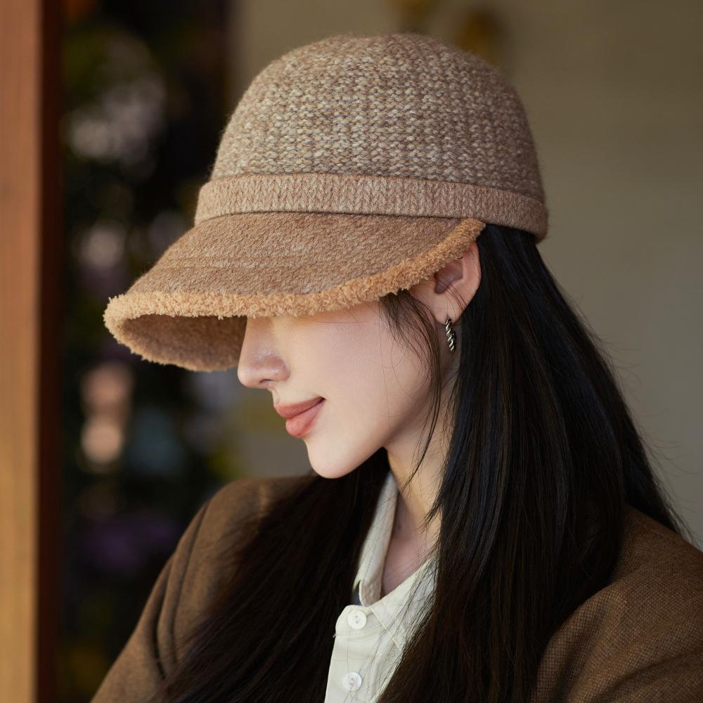 

HT5014 Bucket Cap Spring Autumn Winter Hats for Women Knitted Hat Female Packable Wide Brim Hat Ladies Fleece Lined Bucket Hat M 56-58cm кавовий