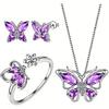 1 Set Jewelry Set Sparkling Rhinestones Inlaid Butterfly Pendant Necklace Ear Studs