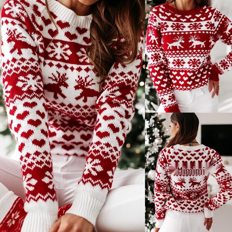 2024 Autumn/Winter Women's Christmas Snowflake Long Sleeve Knitted Sweater