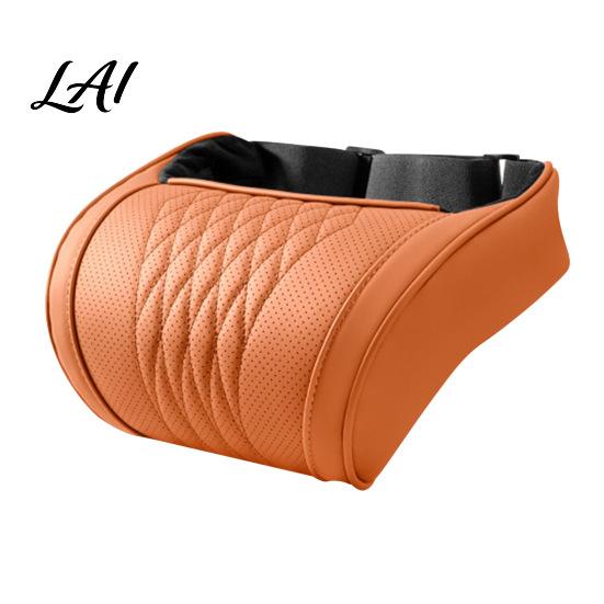 Washable PU Leather Neck Protector Memory Foam Car Pillow/Backrest Breathable Cover with Adjustable Auto Pad Elastic Strap Relieve Fatigue