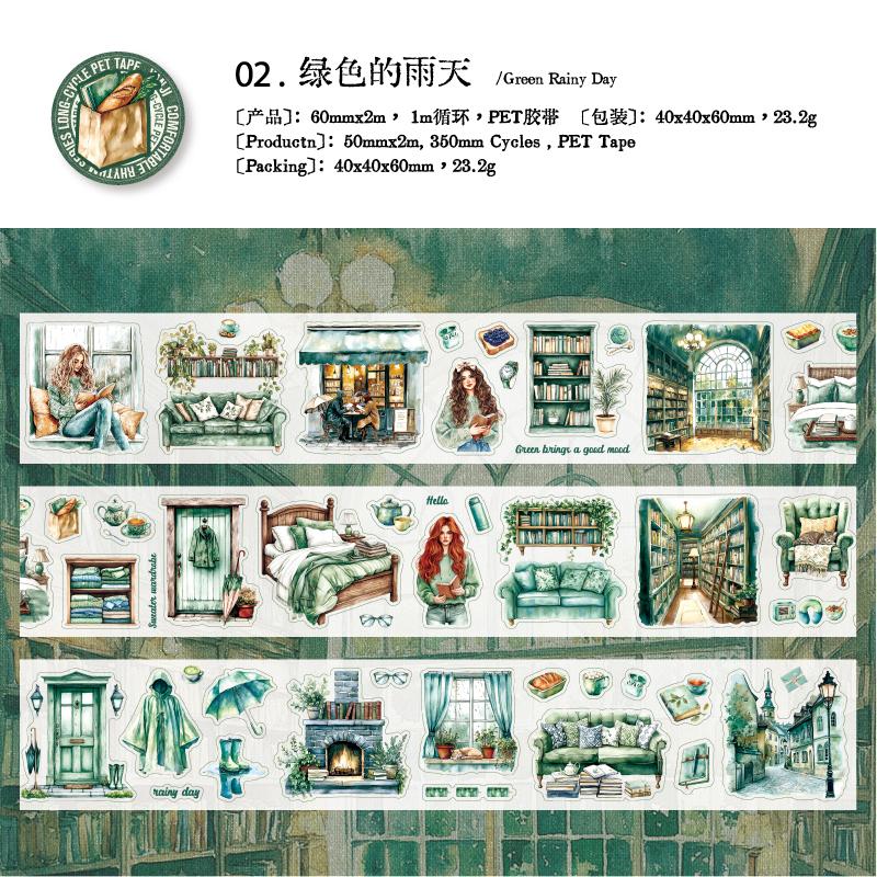Journal GO 6x200cm Comfortable Rythm Tape Sticker for Card Scrapbooking Decoration Collage Junk Journal DIY Masking Tape