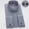 Men's Formal White Long-Sleeve Shirt with Windsor Collar and Bamboo Fiber French Cuff