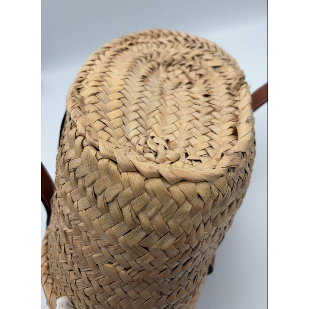 Used LOEWE Basket Bag Raffia Leather Anagram