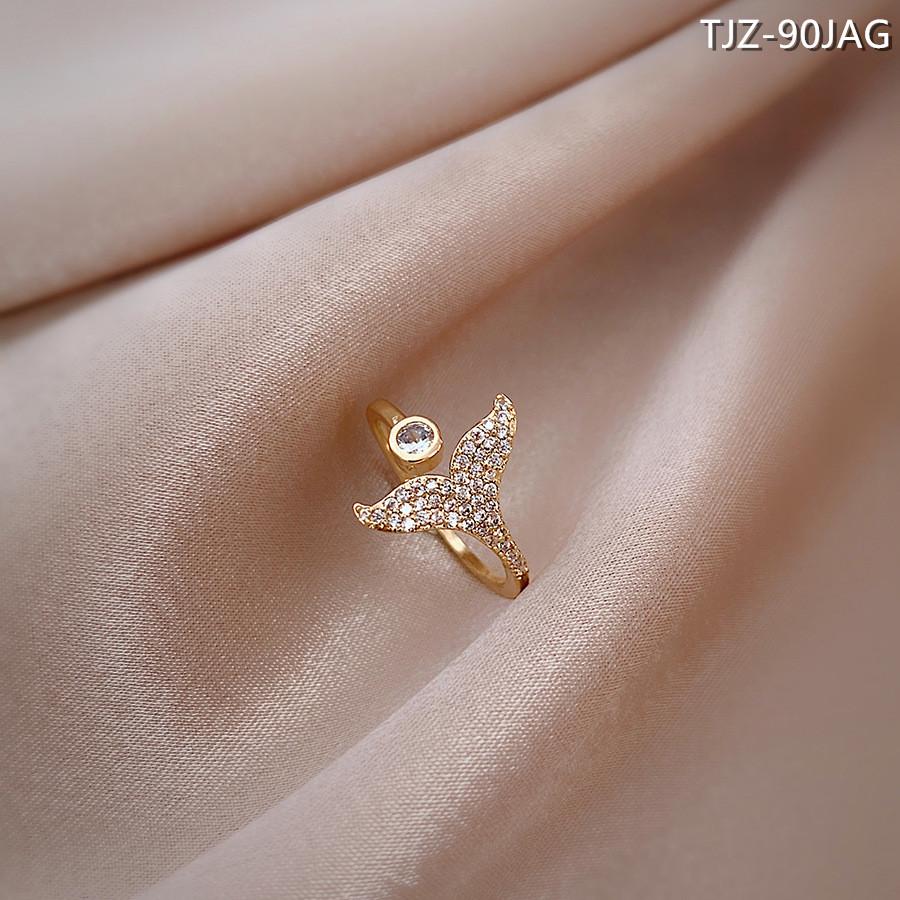 Exquisite Real Gold Plated Fishtail Open Ring: Elegant Fashion Statement for Women Adjustable золотой