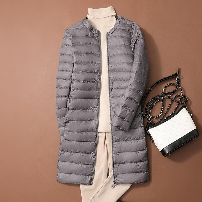 Women's Down Jacket Mid Long Autumn Round Neck Jacket